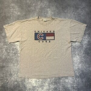 Vintage Chicago Cubs T Shirt Mens XL Gray Short Sleeve Baseball Tee 1999